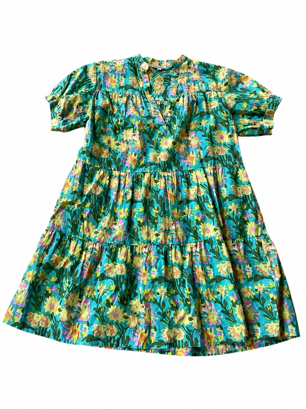 Fitzroy & Willa Floral Tiered Mini Dress Med
Green Pink Cotton Boho Puff Sleeve